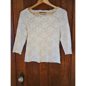 Tribal Stretch-Extensible Lace Top 3/4 Sleeves Womens M Nylon Polyester